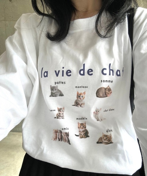 houseonthehill レディース　ロンT 白　黒 tシャツ 猫いっぱいロンT／長袖Tシャツ レディース : ZOZOTOWN Yahoo