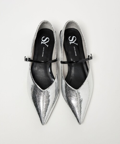 【ユナイテッドアローズ】ポインテッドトゥ フラットシューズ シルバー SY UNITED ARROWS（シー ユナイテッドアローズ） パンプス 「SY