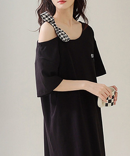 DAY CLOSET パジャマ ルームウェア 「膝丈」半袖 チュニック風 千鳥格