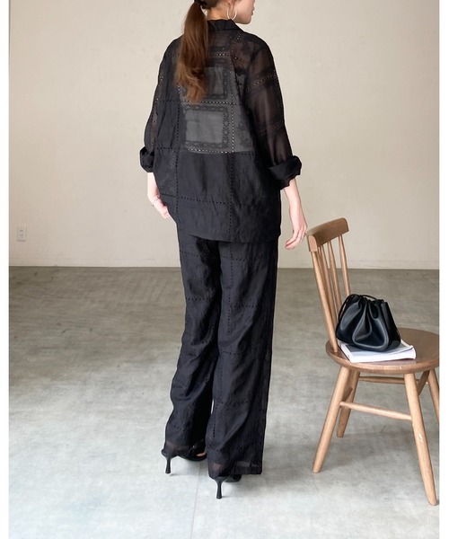 She's Closet ワイドパンツ パンツ 花柄 エンブロイダリー 刺繍レース