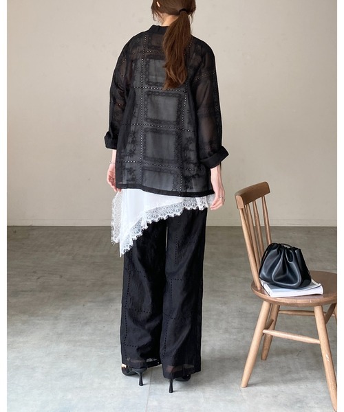 She's Closet ワイドパンツ パンツ 花柄 エンブロイダリー 刺繍レース