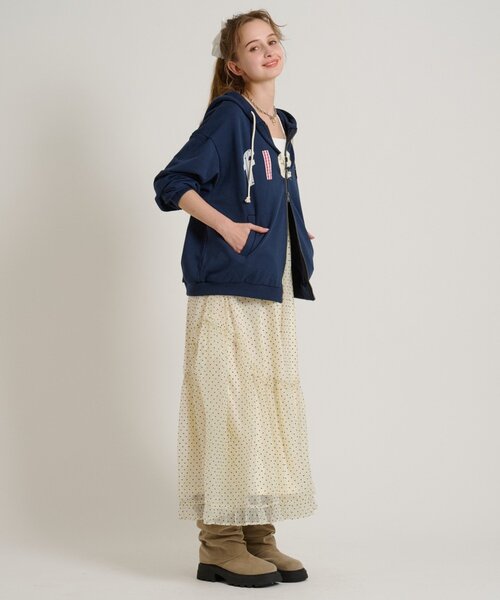 w closet（ダブルクローゼット） ワンピース ドットティアードキャミ