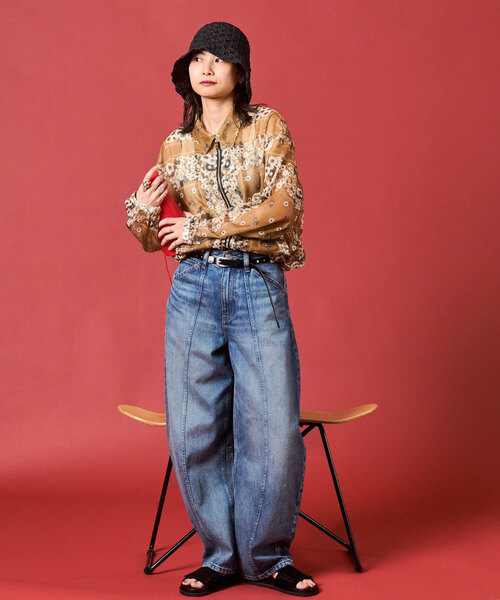 ジーンズ デニム デニムパンツ 「DALA / ダラ」 LIDO ANKLE JEAN W/SEAM BEIGE PATCH レディースの画像