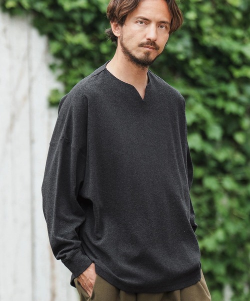 「CAMBIO」 長袖ニット L チャコールグレー メンズ_画像6