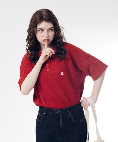 「MUHET」 半袖ポロシャツ X-LARGE 杢グレー レディース_画像7