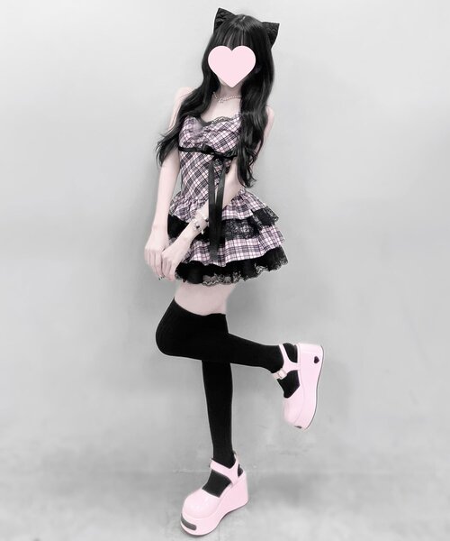 ♡ miko ribbon check onepiece ピンク OLIVE des OLIVE（オリーブデオリーブ） ワンピース 「インフル