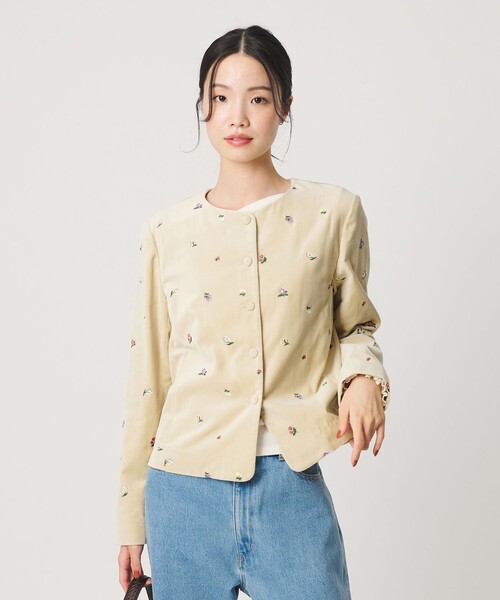 BEAUTY&YOUTH UNITEDARROWノーカラージャケットセットアップ BEAUTY＆YOUTH UNITED ARROWS ジャケット ノーカラージャケット ベロア