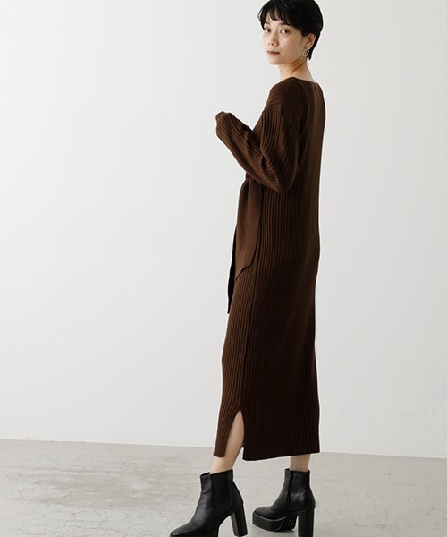 AZUL BY MOUSSY ワンピース FRONT LINK ASYMMETRY KNIT OP