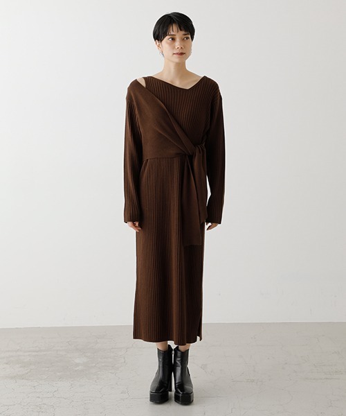 AZUL BY MOUSSY ワンピース FRONT LINK ASYMMETRY KNIT OP