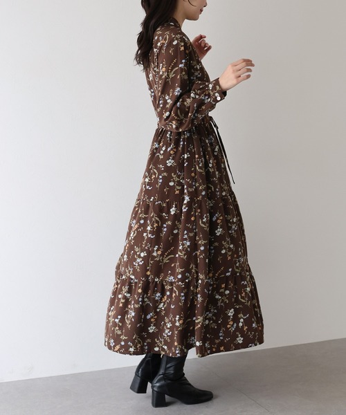 BLUEEAST ワンピース アソートプリントティアードワンピース