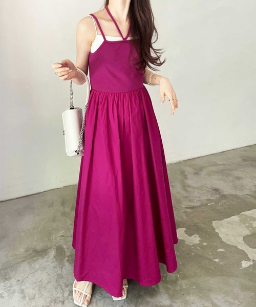GeeRA（ジーラ） ワンピース 異素材キャミワンピース : ZOZOTOWN Yahoo