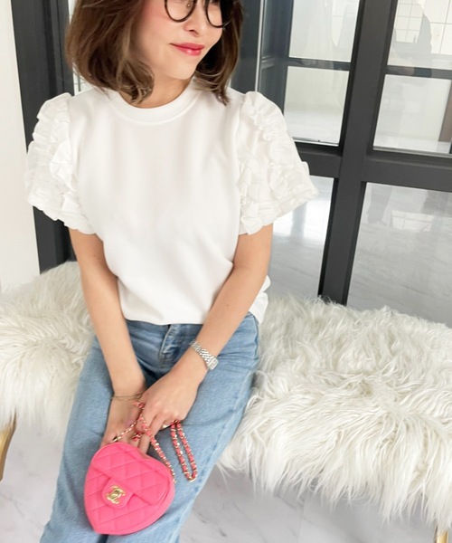 Myu（ミュー） tシャツ デザインフリルスリーブ半袖Tシャツ ブラウス