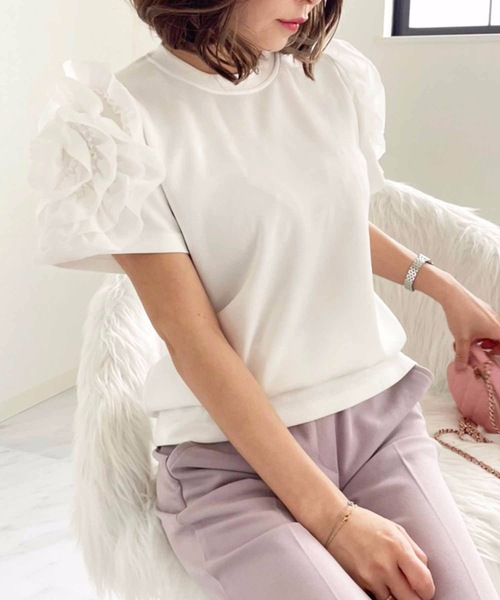 驚きの価格 Myu プル ブラウス デザインフリルスリーブ半袖Tシャツ tシャツ トップス