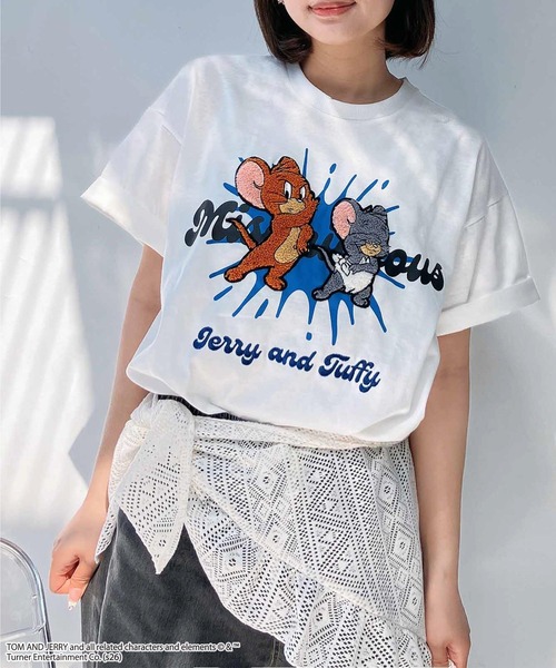 AS KNOW AS（アズノゥアズ） tシャツ トムとジェリー 刺繍Tシャツ