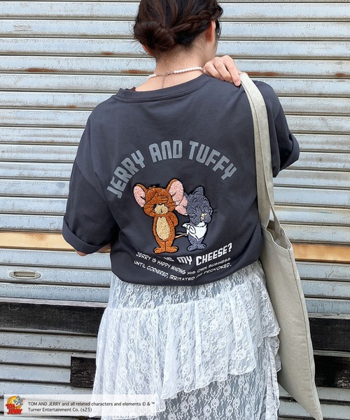 AS KNOW tシャツ アクリルキーホルダー付き トムとジェリー 刺繍