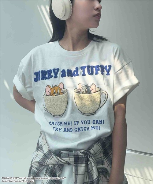 DADAROMA ツアーTシャツ ⚠️襟周り、袖ハサミ入れリメイク済み 古着 AS KNOW AS（アズノゥアズ） tシャツ 半袖 トムとジェリー 刺繍T