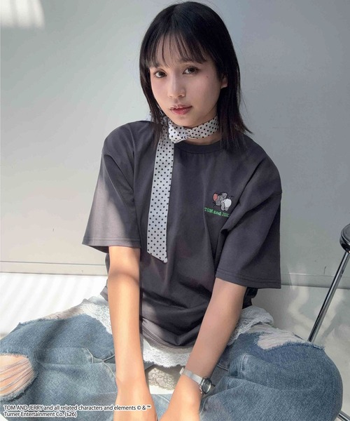 AS KNOW AS（アズノゥアズ） tシャツ 半袖 トムとジェリー 刺繍T