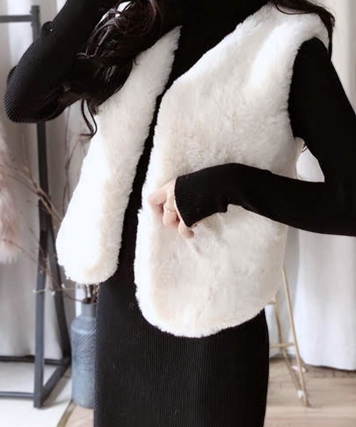 Riff（リフ） ベスト ジレ ファーベスト レディース : ZOZOTOWN Yahoo