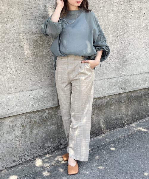 abahouse mavie ブラウス シャツ 「シアートップス」袖ギャザー