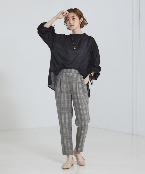 ABAHOUSE ブラウス定価28000円 abahouse mavie ブラウス シャツ 「シアートップス」袖ギャザー