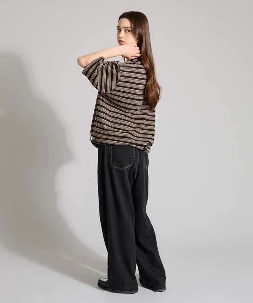 トップス BORDER CREW NECK SWEAT ケボズ KEBOZ BORDER SWEAT CREWNECK （BLACK） -PASSOVER