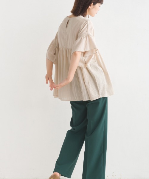 新品 オローネ tandey ボヤージュシャツ 半袖 ギャザー ブラウス