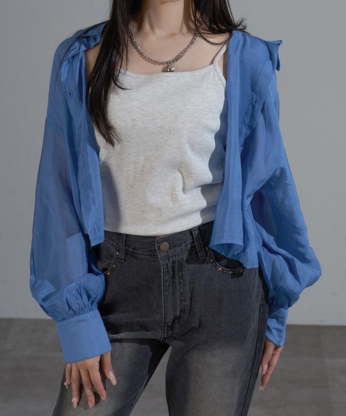 apres jour mignon ブラウス シャツ クロップドシアーシャツ