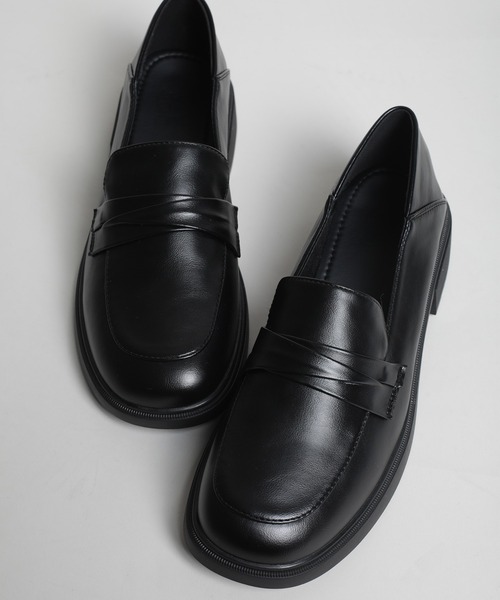 ブラック ローファー 中ヒール shoes365 ローファー 「shoes365」ミドルヒールローファー レディース