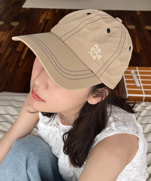 キャップ 帽子 サイド刺繍ロゴ配色ステッチキャップ レディース