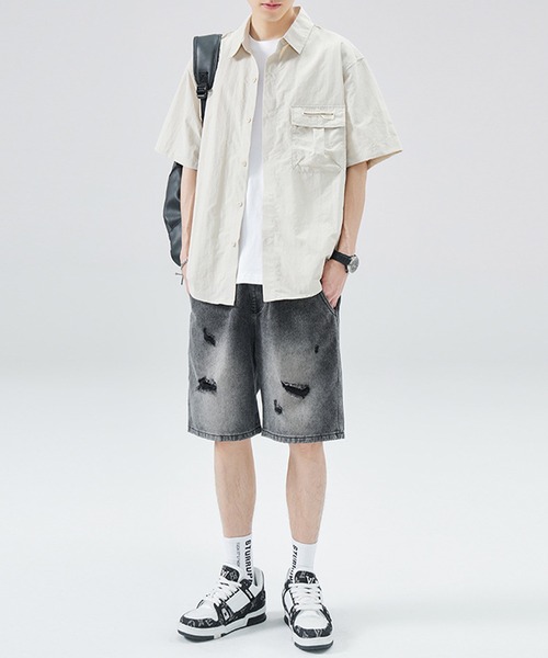 ブラウス シャツ aimoha outdoorユニセックス　ポケット　シャツ レディース メンズ aimoha ブラウス シャツ outdoorユニセックス ポケット シャツ