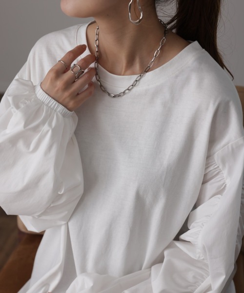 HUG.U（ハグユー） tシャツ 縦ギャザーカットソー レディース 