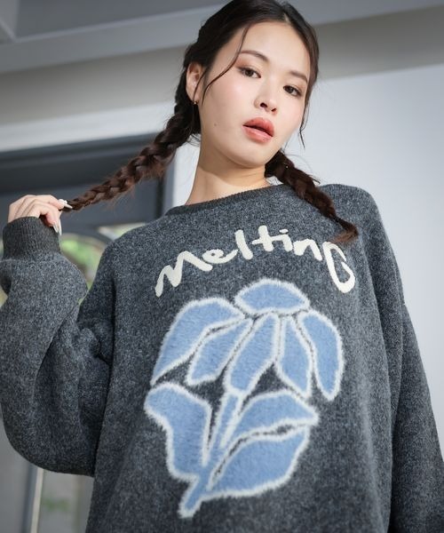 PBLIM ニット セーター 「UNISEX」フラワーモチーフニット レディース