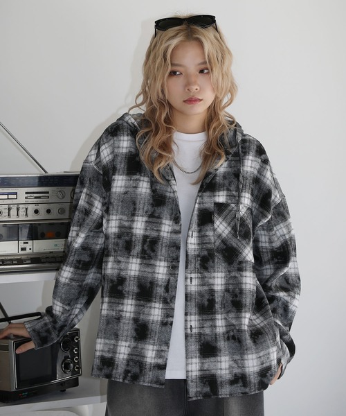 シャツ ルーズシルエット/ヴィンテージ加工オンブレチェック
