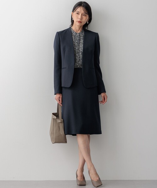 23区 ジャケット ノーカラージャケット 「洗える」ウールライク