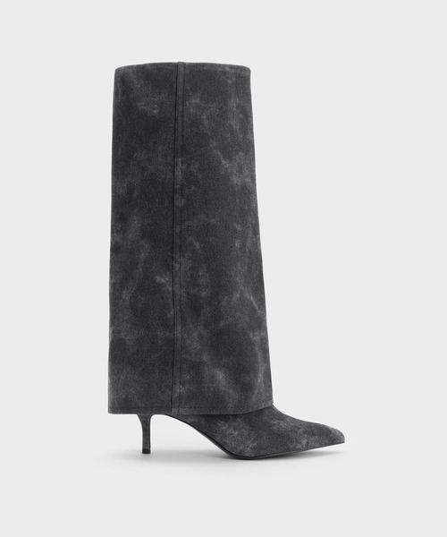 最前線の ＆ CHARLES KEITH ポインテッドトゥ フォルドオーバー ブーツ 靴
