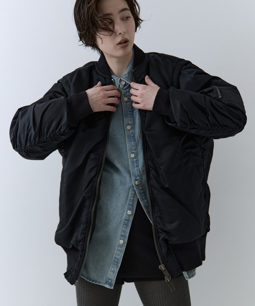 【定価5万円】STUDIOUS レザージャケット　MA-1 STUDIOUS（ステュディオス） ma1 ma-1 「STUDIOUS/ステュディオス」パ
