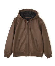 ミリタリージャケット モッズコート 「WEB＆DEPOT限定」LEATHER HOODIE JACKET / レザーフード ジャケット / AVIRE｜ZOZOTOWN Yahoo!店
