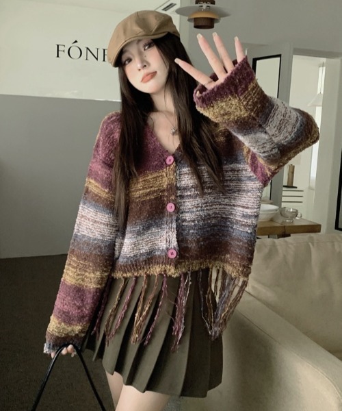 カーディガン 長袖 ニット 裾メタリックライン　ファビアナフィリッピ　美品 カーディガン 長袖 ニット 裾メタリックライン ファビアナ