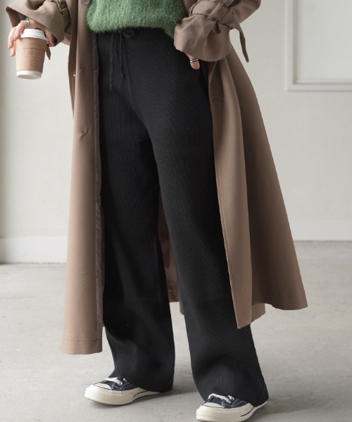 HUG.U（ハグユー） パンツ 極楽リブニットパンツ レディース