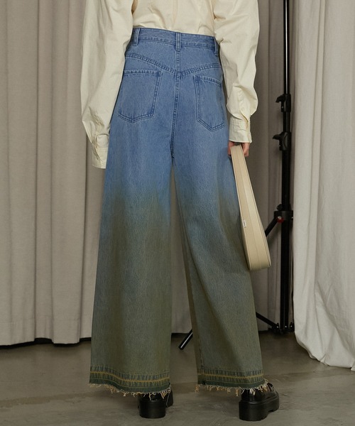 ワイドパンツ ジーンズ デニム デニムパンツ グラデーションワイドデニムパンツ / Gradient Wide Denim Pants レディースの画像