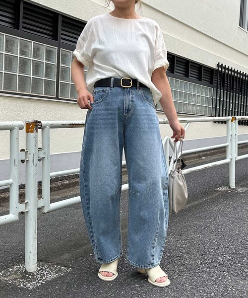 pual ce cin ライトブルーワイドデニムパンツ pual ce cin ジーンズ デニム デニムパンツ 「S/M/Lサイズ展開