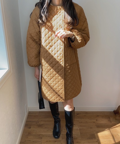 「LAUIR」 ノーカラーコート MEDIUM アイボリー レディース_画像3