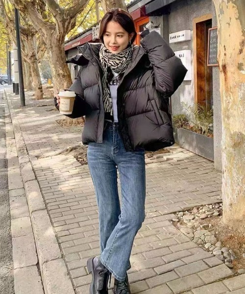 ダウンコート ダウンジャケット スタンドカラー ショート丈エコダウン