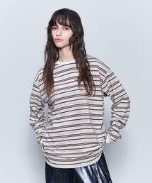 ロク 6 ロングスリーブTシャツ ホワイト 6(ROKU)＞LESS AND MORE ロングスリーブTシャツ（Tシャツ