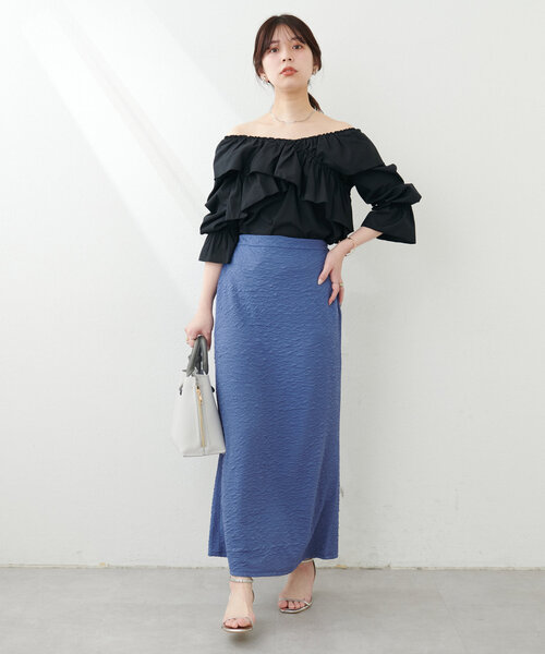 スカート 「WEB限定」osonoカットソージャガードゆるマーメイドスカート | natural couture | 22