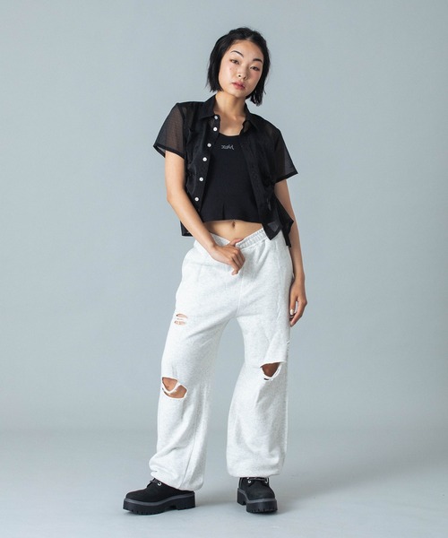 ブラウス シャツ FRONT DRAWSTRING S/S SHIRT レディース X-girl ブラウス シャツ FRONT DRAWSTRING S/S SHIRT レディース