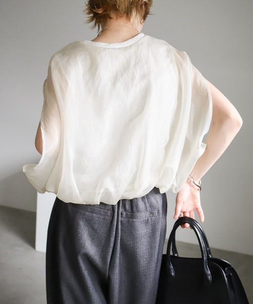 ブラウス シャツ オーガンジー レイヤードシャツ レディース select MOCA ブラウス シャツ オーガンジーレイヤードトップス