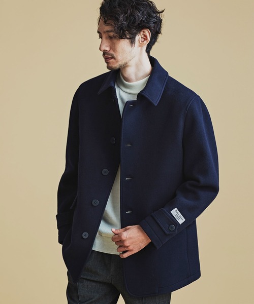 【美品Schott×nano・universeピーコート NANO universe（ナノ・ユニバース） ピーコート L ネイビー メンズ