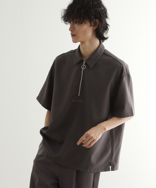 tk.TAKEO KIKUCHI シャツ エンブロハーフジップシャツ メンズ