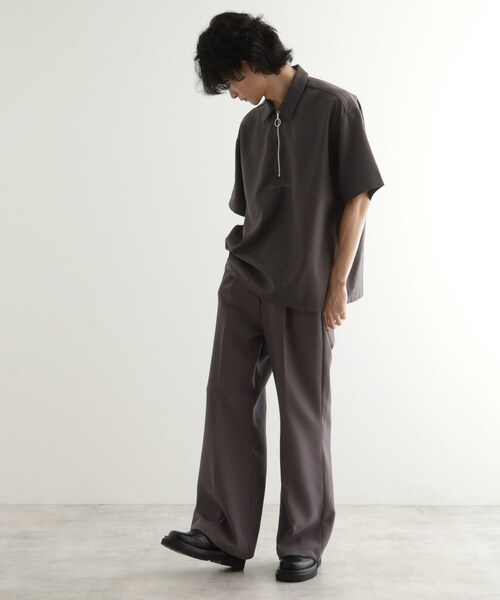 tk.TAKEO KIKUCHI シャツ エンブロハーフジップシャツ メンズ